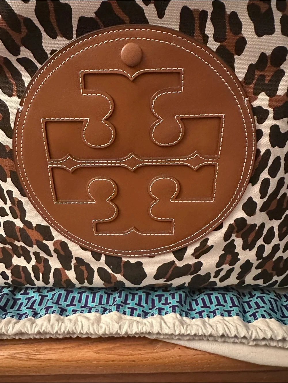 Tory Burch Ella Leopard Canvas Tote Large